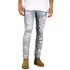 Men's Ripped Jeans Paint Splash-ink Jeans Mid Waist Straight Pants